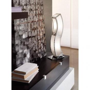 Lámpara de mesa Duna, 2 luces E27, acabado en cromo pulido y acrílico blanco
