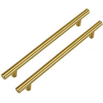 10 Count Brushed Brass T-Handles in Gold Finish by LONTAN
