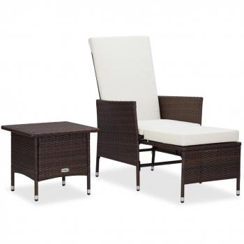 Ensemble de jardin 2 pcs avec coussins en résine tressée marron