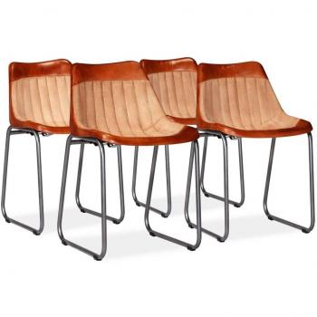 VidaXL 4 Sedie da Pranzo in Pelle e Tessuto Marrone e Beige
