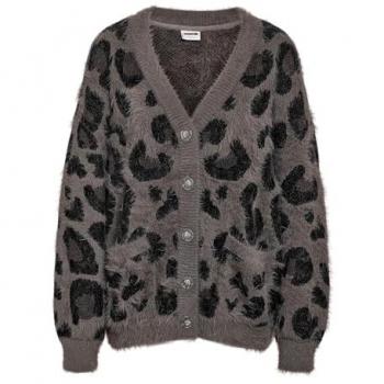 Cardigan en maille brossée léopard