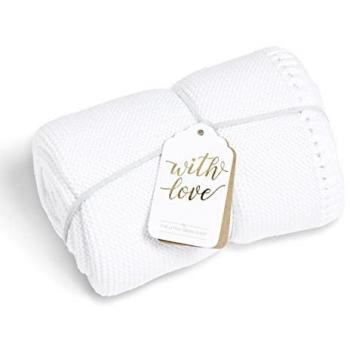 The Little Green Sheep Organic Knitted Cellular Baby Blanket (Supplier Colour: White)