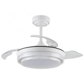 Lampara Ventilador de Techo Lander Blanco, Motor DC, Ajustable en Intensidad, Tamaño Pequeño (39 cm)