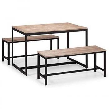 Tribeca Rectangular Dining Table with 2 Benches, Black