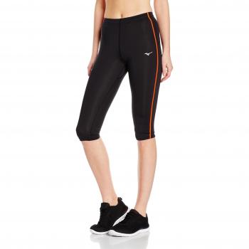 Running Mizuno Drylite Core Wos 3/4 Pantalón Negro y Fiery Coral