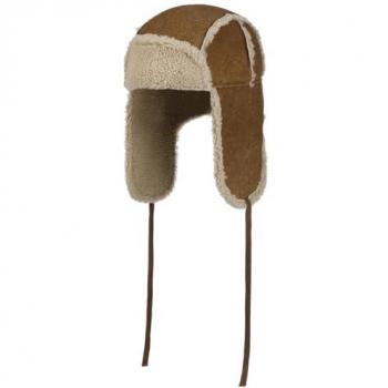 Braune Lammfell Fliegermütze von Stetson