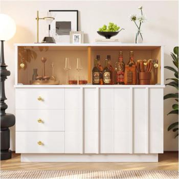 Armoire de Rangement en Bois avec Portes Vitrées