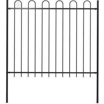 VidaXL Fencing da giardino con estremità curve, acciaio, 1,7 m, nera