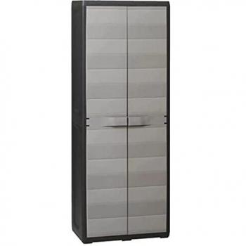 Scaffale da Giardino a 3 Ripiani Nero e Grigio