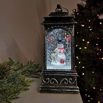 21cm Dual Power Glitter Water Spinner Lantern Christmas Decoration