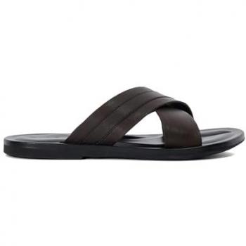 Dune London Men's Frankos Brown Leather Cross Over Strap Casual Sandals Size 9