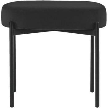 Banc Ovale GAIA S en Velours couleur bleu, 4 Pattes Mat Noir