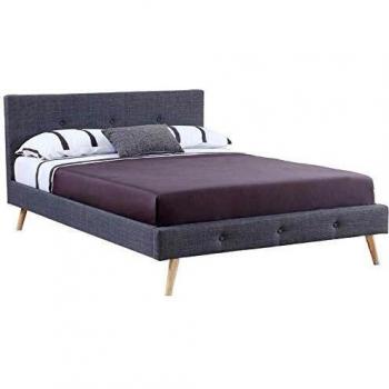 Lit Double scandinave Oslo 160 x 200 Tissu Gris Anthracite