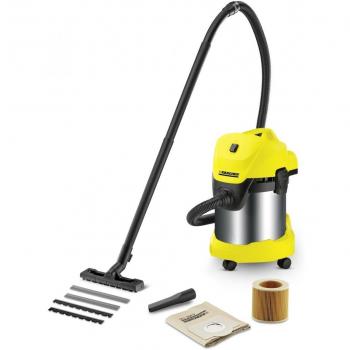 Aspirador Karcher WD 3 Premium Seco/Líquido, 1000W, Capacidad de 17L, Acero Inoxidable