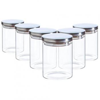 Scandi Storage Jars with Silver Metallic Lids