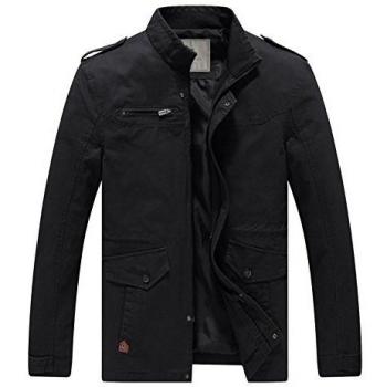 WenVen Giacca Classica a Zip per Uomo – Nero M