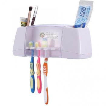 White Plastic Toothbrush and Makeup Brush Rack