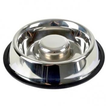 Gamelle Chien & Chat Anti-Glouton Inox 25cm Argent