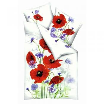 Kaeppel Bettwäsche »Red and Blue«, Mako-Satin, 2 teilig, mit großen Mohnblumen