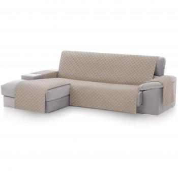 Funda Acolchada para Sofá Chaise Longue Malu, Brazo Izquierdo 240cm Beige