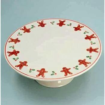 Gingerbread Man Ceramic Cake Stand with Festive Design by Gisela Graham (25cm diameter)