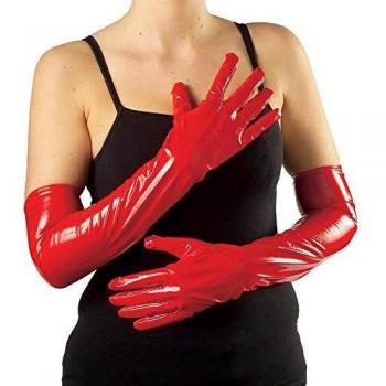 Red Velvet Vinyl‑Gloves – 56 cm