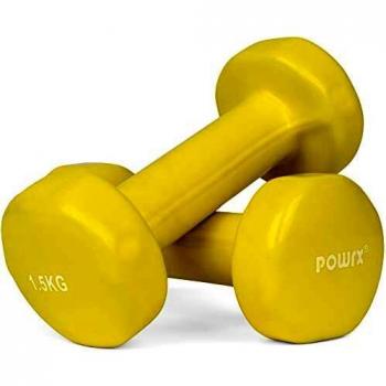 Vinyl Dumbbells Paar (2 x 1,5 kg, Gelb) für Pilates und Gymnastik