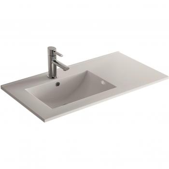 Lavabo cerámico Cygnus Bath 1100120747 con poza desplazada a izquierda