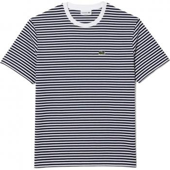 T-shirt Lacoste Manches Courtes Rayé Bleu Marine Blanc