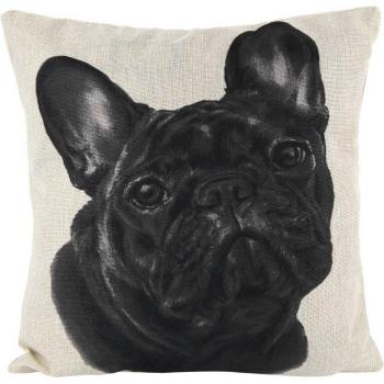 Housse de coussin en coton et lin avec design de chien 45x45 cm