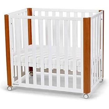 Kinderkraft KOYA Lettino Sbarre in Legno 4in1 per Bambini con Ruote, Culla da Affiancare, Materasso incluso, l’altezza della base regolabile, Bianca