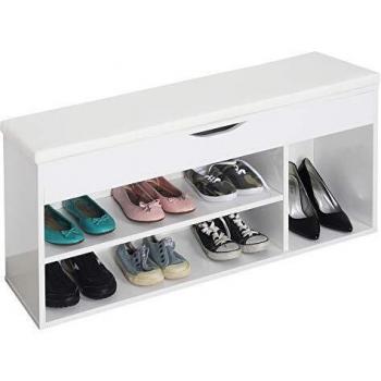 Ricco PortaScarpe Salvaspazio 104x49x30cm Panca Ingressi Bianca