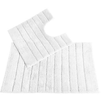 Allure White Ribbed Dual‑Surface Bath & Toilet Mat Kit