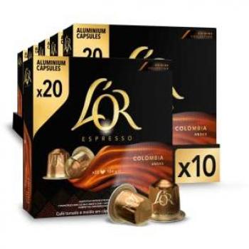 L'OR Espresso Cápsulas de Café Colombia Orígenes | Intensidad 8 | 200 Cápsulas Compatibles Nespresso