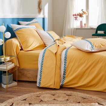 Juego de sábanas ROMY AMBRE algodón percal 50x70 cm + funda de almohada
