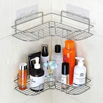 YUNKE Duschorganisator, Badezimmerregale, Duschkabine Aufbewahrung mit Kohlenstoffstahl Kleber