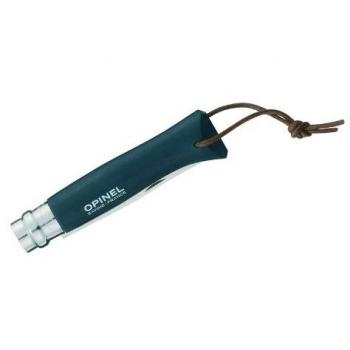 Opinel 8 „Grau“ – Taschenmesser mit Lederriemen und Sicherheitsklinge