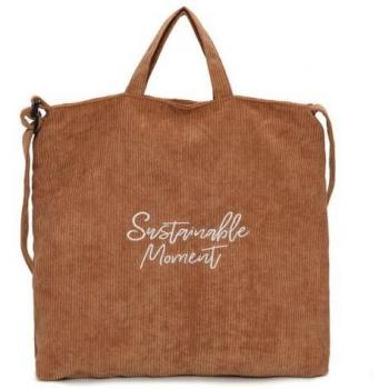 Tote Bag de Pana con Letras Bordadas