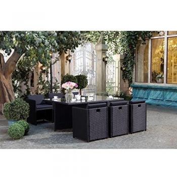 Salotto da Giardino 6 Posti Resina Intrecciata Nero/Nero Miami