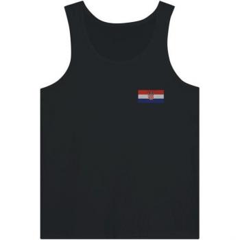 Slim‑Fit Black Croatia Flag Vee‑Neck, 100% Cotton, Gender‑Neutral