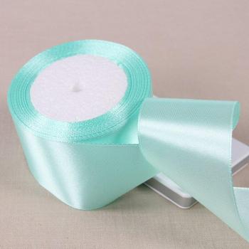 Hochzeitssatinband Aqua Grün, 25 Meter, handgefertigt, Wickelzubehör