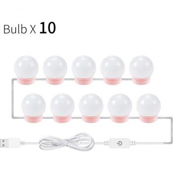 LED Makeup Mirror Light Kit, Hollywood Style, USB 12V, Stepless Dimming, 2, 6, 10, 14 Bulbs