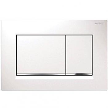 Geberit Sigma30 actuator plate for dual flush, white/gloss chrome-plated