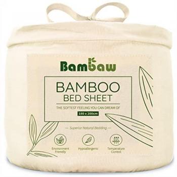 Drap de Lit en Bambou Anti-Acariens 180x200 cm Ivoire
