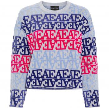 Emporio Armani Sweatshirts Female Blue Size S Sky Blue Logo Lettering Jumper Multicolor