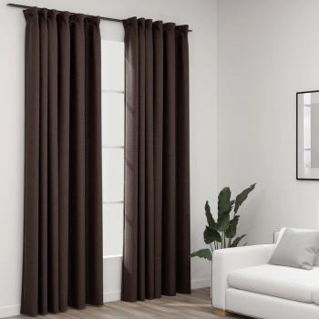 Set de 2 Rideaux Occultants Aspect Lin Taupe 140x245 cm