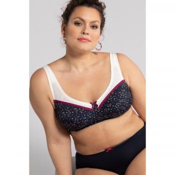 Blue Floral Wireless Bra, Plus Size 48G, Women's