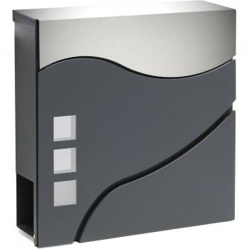 Boîte aux lettres en acier inoxydable anthracite avec 2 clés et porte-journal