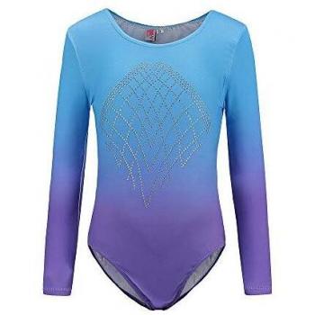 Sinoem 9‑10 Years Gradient Color Gymnastics Leotard – Diamond Glitter, Sleeveless