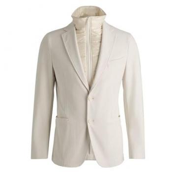 Veste Homme Slim Velours Blanc BOSS